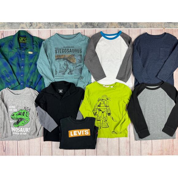 9 Piece Boy Long Sleeve Shirts Bundle Lot - Picture 1 of 6